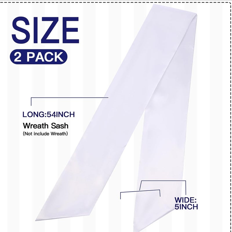 Fucibt 2 Pack Wreath Sash for Front Door, Blank White Sash for Monogram Embroidery, Front Door Porch Decor, Wreath Accessories, 5'' W x 54'' L (2) - Image 2